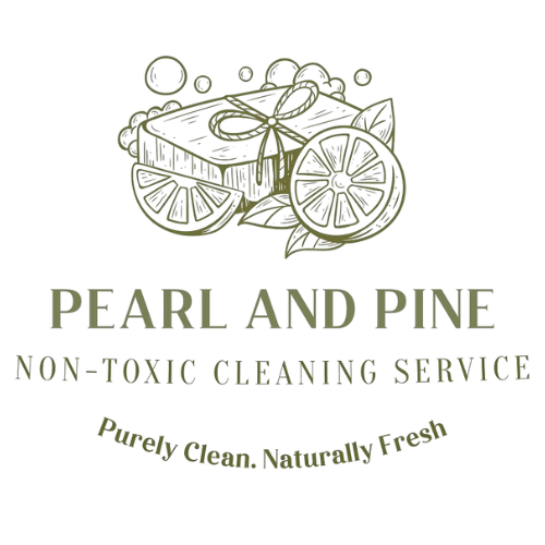 Pearl and Pine non-toxic cleaning service logo with lemons and soap
